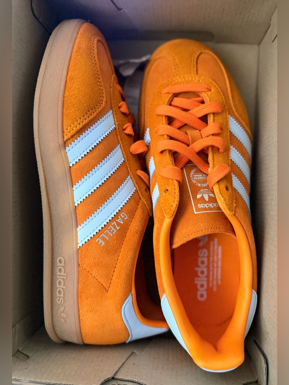 NWT Adidas Gazelle Indoor IH9640 Unity Orange Crystal Sky Gum Sneakers 6.5 - Picture 10 of 12